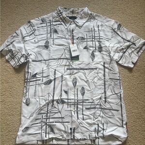 Mens Quicksilver Waterman Collection Large Short Sleeve Button Collar Shirt NWT